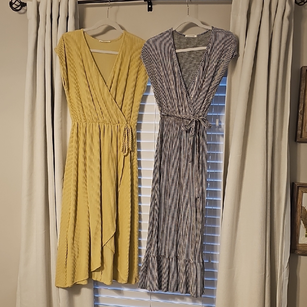 Caution To The Wind Yellow Dress and Black Striped Dress